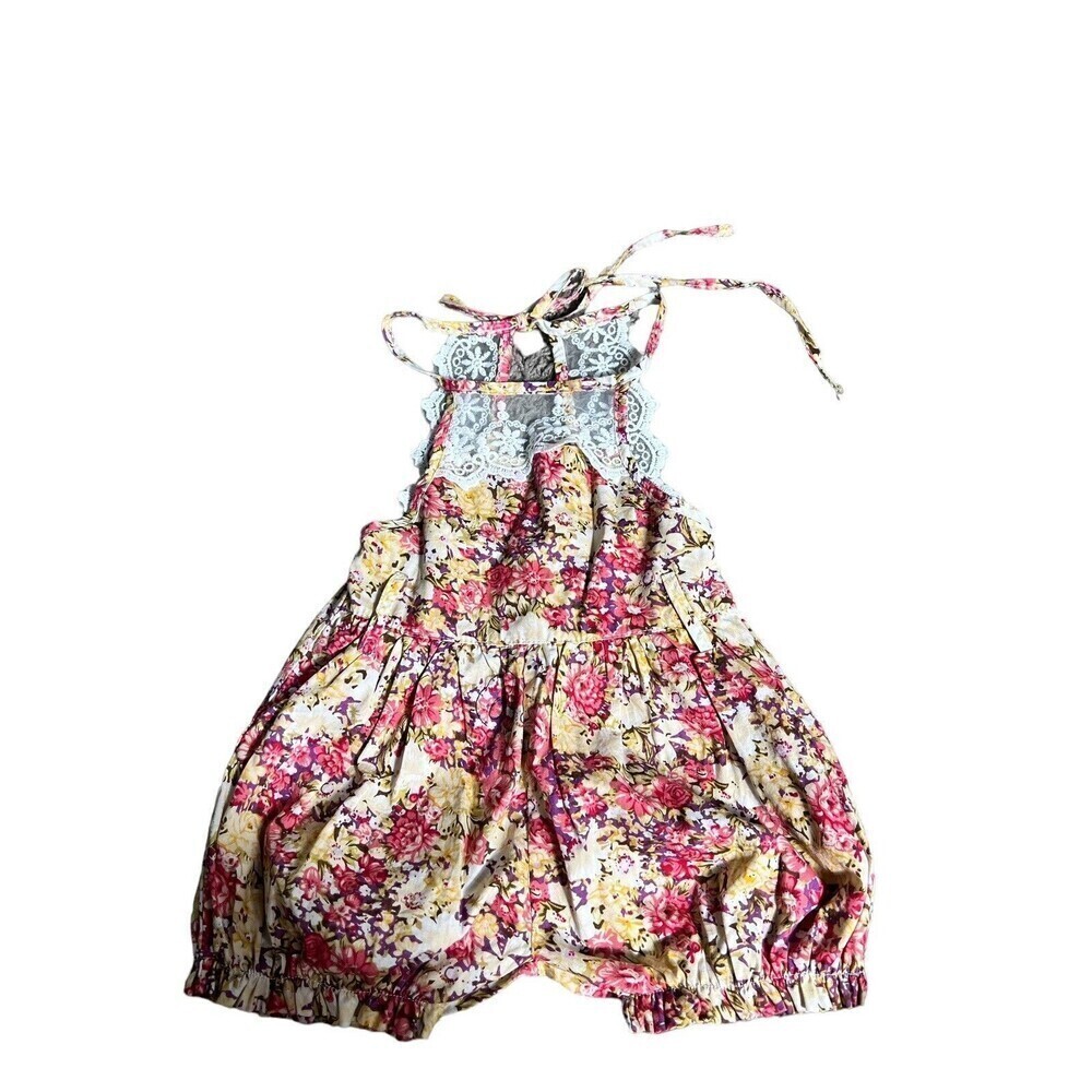 CATPAPA Infant Girl Size 70  (6–9M Months) Floral Lace Bubble Romper *EUC*